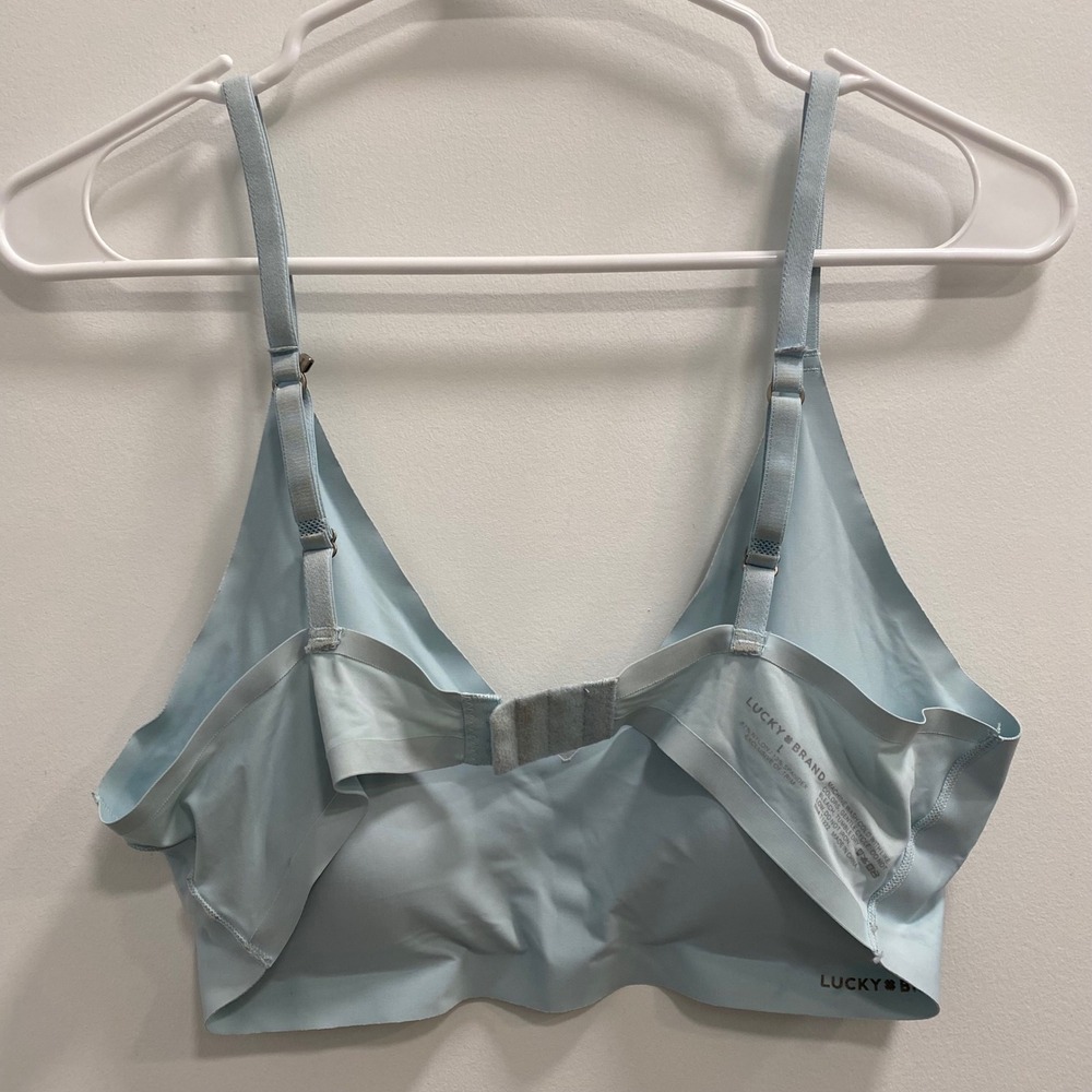 Lucky Brand Bralette Women Large Blue Seamless V-Neck Adjustable Hook Eye Bra - Picture 6 of 7